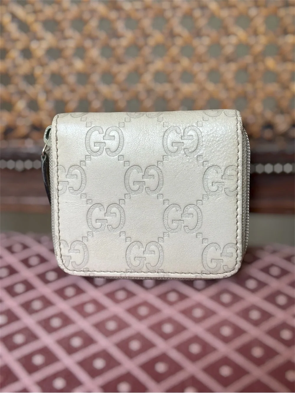 Gucci Guccissima Leather Zip Coin Wallet Ivory GG Compact Mini Wallet Italy - Picture 13 of 13